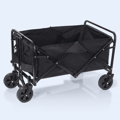 EASYmaxx opvouwbare bolderkar | Opvouwbare handkar | Transportkar met een draagvermogen tot 80 kg | Compact ontwerp | Uitklapbare handgreep | 360° draaibare voorwielen | Voor uitstapjes, in de tuin, op festivals [Zwart]