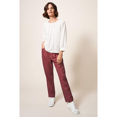 White Stuff Rowena Linen Trouser Dark Plum Maat: 14 REGULAR | Straight Broeken Outlet | Dames | Wit