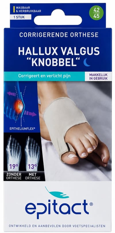 Epitact Hallux Valgus Nachtorthese - Maat L (42/45) - Thermovormbaar - Corrigerend en Pijnverlichtend - 1 Stuk