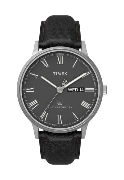 Timex Waterbury Classic Day/Date Analoog Horloge Bruin & Zwart Case: 100% Stainless Steel | Armband: 100% Leather 40 TW2U88400AJ, TW2U88600AJ