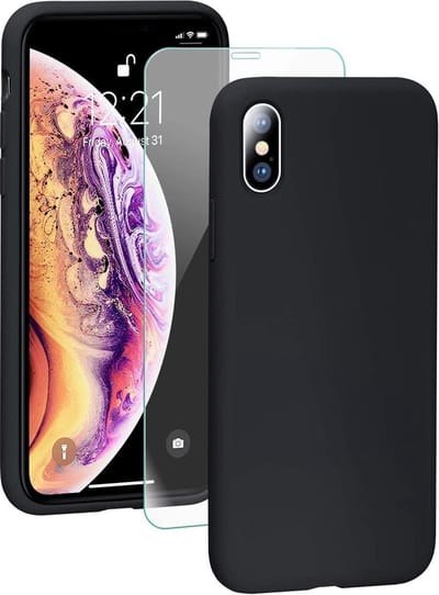 Back cover Hoesje Geschikt voor: iPhone XR - Soft TPU Siliconen Case & 2X Tempered Glas Combi - Zwart