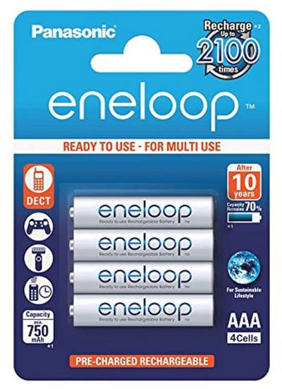 Oplaadbare AAA NiMH-accu's - 4 Stuks, 750 mAh, 2100 Laadcycli, Hoog Vermogen
