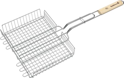 Barbecook dubbel rooster - chroom en rubberhout - 31.5x25x5cm - FSC®
