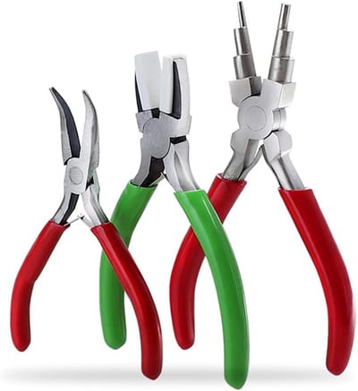 Set van 3 Juweliers Tangens - Fijne Mechanische Tangens met Platte, Puntige en Gebogen Neus voor Sieraden Maken en Modelbouw