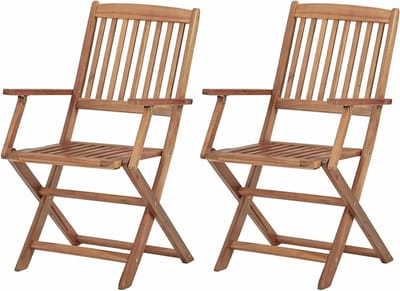 Inklapbare Tuinstoelen - Klapstoelen Hout - Buiten Dineren - Massief Acaciahout - 2 stuks - Bruin