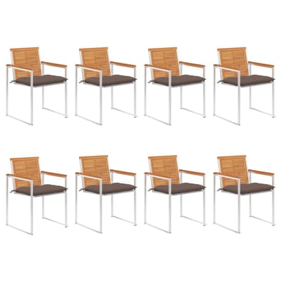 vidaXL - Tuinstoelen - 8 - st - met - kussens - massief - acaciahout