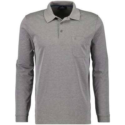 Ragman Softknit Polo Longsleeve Uni Breast Pocket Zilvergrijs / male