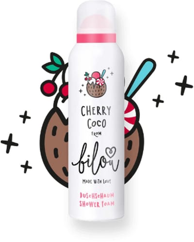 Bilou Doucheschuim - Cherry Coco | 1x 200ml - Zoete-Frisse Geur - Zoete Kers & Kokosnoot | Vegan Formule - Limited Edition 2025