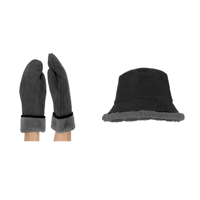 Morethansocks - Dames wanten en bucket hat - Suéde - One size - Wanten dames volwassenen - Bucket hat dames