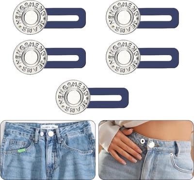 Consumerce® Knoopsgat Verlenger - 5 Stuks - Zilverkleurig - Broekverbreder - Knoop Verbreder - Broek Knoopsgatverlenger - Broekverlenger - Jeans Knopen - Broeken Elastiek