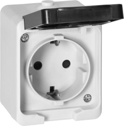 ORNO/AQUATIC MINI Wandcontactdoos - Buiten Contactdoos - Tuin stopcontact- 1-voudige Stroompunt IP54- Wit/Zwart