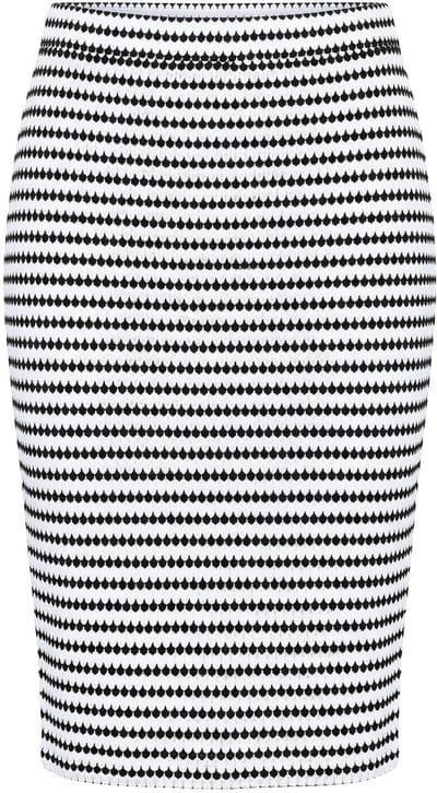 Studio Untold - Dames - Midi-rok van Jersey slim fit structuurstrepen - Off-white - Maat 42+