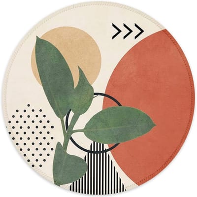 Ronde Muismat met Gestikte Rand, Waterdicht en Antislip Rubber Basis voor Gaming en Kantoor, Modern Abstract Ontwerp voor Laptop en Bureau Accessoires