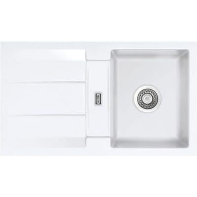 Systemceram Keradomo Genea 87 F reversible sink for flush mounting with manual override, without tap hole 559101-12