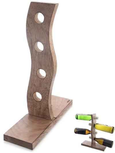 Orion Mango Serie - Houten Wijnrek - 4 Flessen - 30,5x39,5 cm - Modern Ontwerp