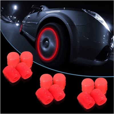 Golden crown - Bandventieldoppen - Nachtlichtend - Auto-accessoires - Rood - Universeel voor vrachtwagens en motorfietsen - 12 stuks