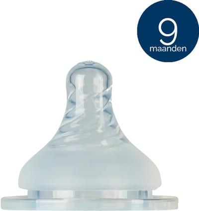 Mininor siliconen flessenspeen - 9 maanden - anti-koliek ventiel - flexibel - 2 stuks