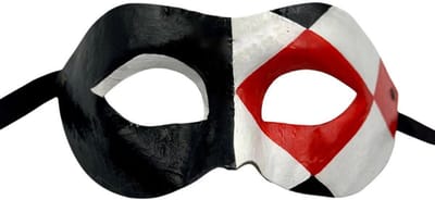 Stoer Masker Zwart Rood Wit – Abstract Design – Handgemaakt in Europa – Masker heren