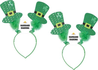 Fiestas St. Patricks day verkleed diadeem/haarband - 2x - groen - Ierland thema feest accessoires