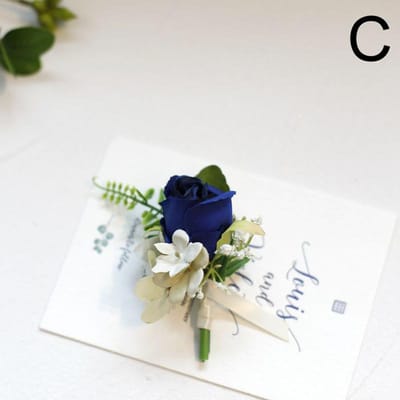 Boutonnière de Marié Épingle Homme Costume Corsage Boutonnière Mariage Fleur Poignet Fête Décoration Mariage Fleurs Roses en Soie Artificielle