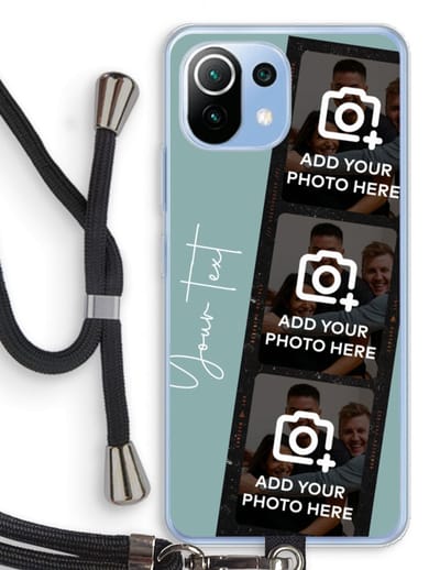 Gepersonaliseerd - Case Company® - Hoesje met koord geschikt voor Xiaomi Mi 11 Lite hoesje met Koord - Filmrol N°1 - Telefoonhoesje met Zwart Koord - Bescherming aan alle Kanten en Over de Schermrand
