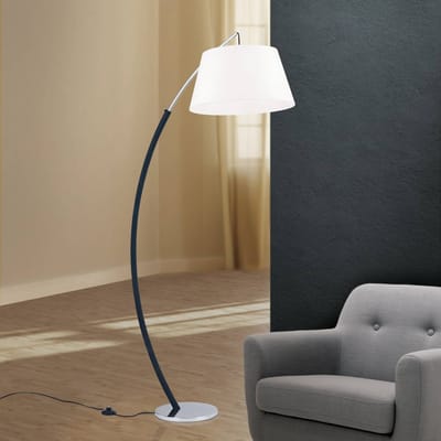 ORION Booglamp Philipp met stoffen kap chroom/zwart