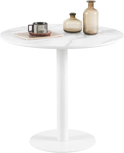 Ronde Eettafel - Kleine Keukentafel - Gezellig Dineren - Modern Design - 80 cm Diameter - Marmerlook