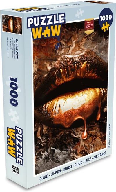 Puzzel Goud - Lippen - Kunst - Goud - Luxe - Abstract - Legpuzzel - Puzzel 1000 stukjes volwassenen