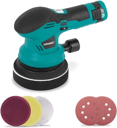 Polijstmachine 12V – Ø 125 mm – 2-in-1: polijsten en schuren – inclusief accu en accessoires