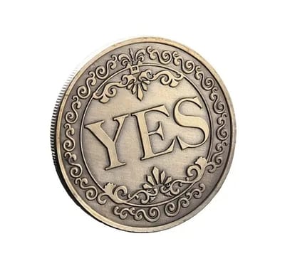 Tos Munt I Ja/Nee Munt I Yes/No Munt I Geluk Munt I Lucky Coin I Toincoss I Cadeau Idee I RVS I Zilverkleurig