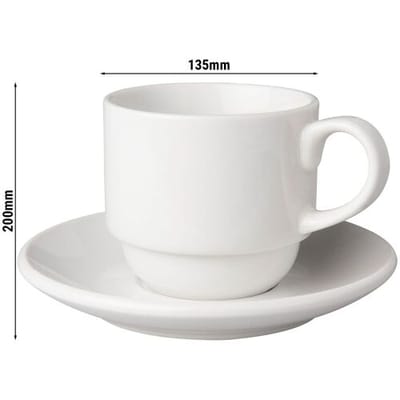 GGM Gastro (24 Stück) BUDGETLINE - Kaffeetassen + Untertassen Mammoet - 200ml - Weiß Wit