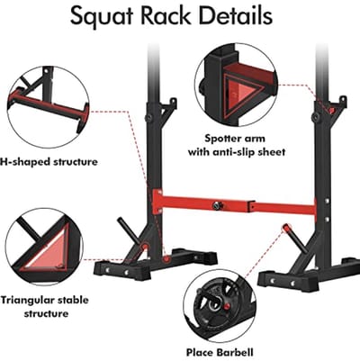 Verstelbaar Squat Rack Stand voor Thuisgym - Gewichtsrek Tot 550LBS