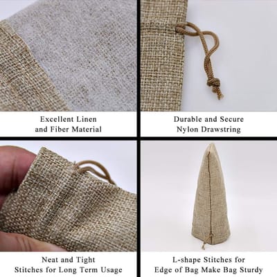 Jute zakken, mini lichtgewicht geschenkzakken ademende Hessische zakjes met trekkoord verpakking opslag jute zakken voor bruiloft, feest, verjaardag(20x25cm)