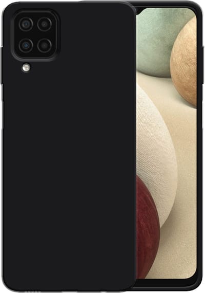 Smartphonica Siliconen hoesje voor Samsung Galaxy A12 case met zachte binnenkant - Zwart geschikt voor Samsung Galaxy A12