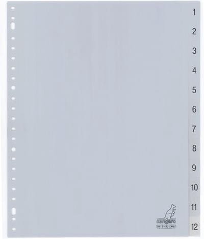 10x TABBLAD KANGARO G412CM-B A4 PP 12DLG 1-12 BREED (set 10 stuks)