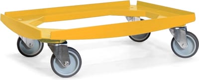MESO Onderwagen Rolplateau ABS Geel - Laadvlak 600x400mm - Max 250kg - 4 TPR Zwenkwielen Ø100mm - Kratwagen - Transportplateau - Rolwagen Magazijn