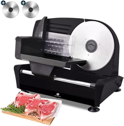 Fleau Kitchen Snijmachine - Inclusief 2x RVS Snijblad - Broodsnijmachine - Vleessnijmachine - Allessnijder - Elektrisch - Krachtig