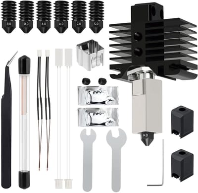 46-delige Hotend Kit met 0.2/0.4/0.6mm Stalen Mondstukken, Siliconen Sok, Thermistor, Reinigingsnaalden en Sleutel voor X1/X1C 3D Printer - Perfect voor 3D Printen en Onderhoud