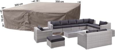 Raffles Covers loungesethoes - 350 x 300 H: 70 cm - RLS350300 - Waterdicht - Ademend - UV-bestendig - Elastisch rijgkoord - Beschermhoes tuinmeubelen