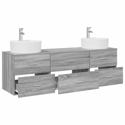 vidaXL - Badkamerkast - set - 3 - st - Grijs - Sonoma - 161.5 - x - 44.5 - x - 82 - cm