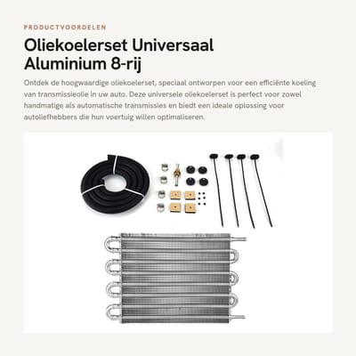 Dailygoods- Oliekoelerset Universeel - Aluminium Transmissiekoeler - 8-doorlaatbuis - Oliekoelerleiding - Converter - 254 mm Lengte - Oliekoeler