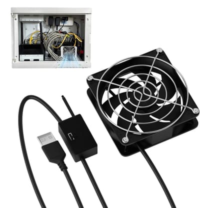 Computer Ventilator - Koeler USB - Apparaten Koelen - Temperatuurgevoelig - 8x8x2.4 cm - Zwart