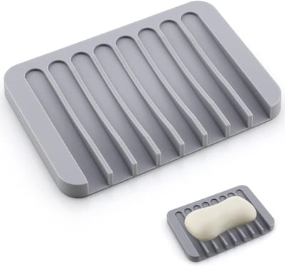 Praktische zeepdispenser met afvoer voor badkamer en keuken, ideaal voor wastafel en douche, grijs