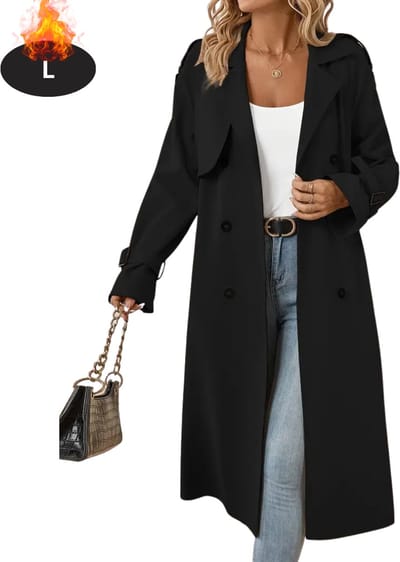 Livano Mantel Dames - Tussenmantel - Jas - Mantelpakje - Trenchcoat - Overjas - Overcoat - Winter - Zwart - L