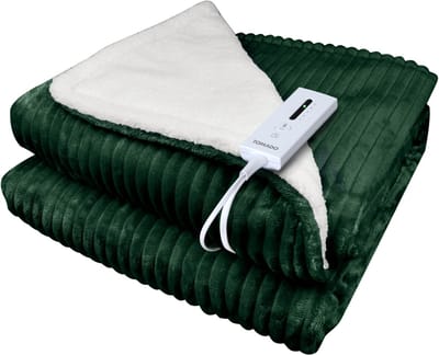 Tomado TEB1804G - Elektrische bovendeken - Warmtedeken - Omslagdeken - Superzachte fleece stof - 180 x 130 cm - Groen