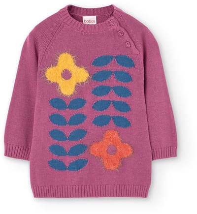 Boboli Knitwear Lang Mouw Jurk Roze 12 Months Meisje