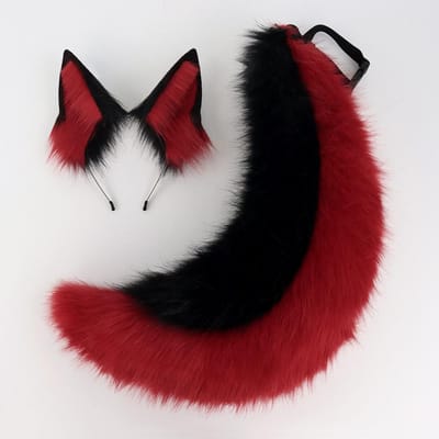 2 stuks/set Dierlijke Fursuit Oren Staart Halloweenfeest Cosplay Hoofddeksel Pluche Beest Wolfstaarten Vosoren Haarband Furry Hond COS Staart