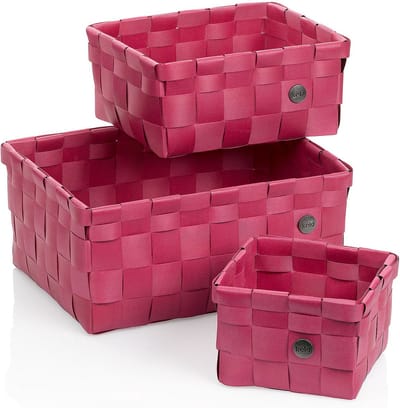 Mand, Set van 3 Stuks, Polypropyleen, Framboos Rood - Kela | Neo