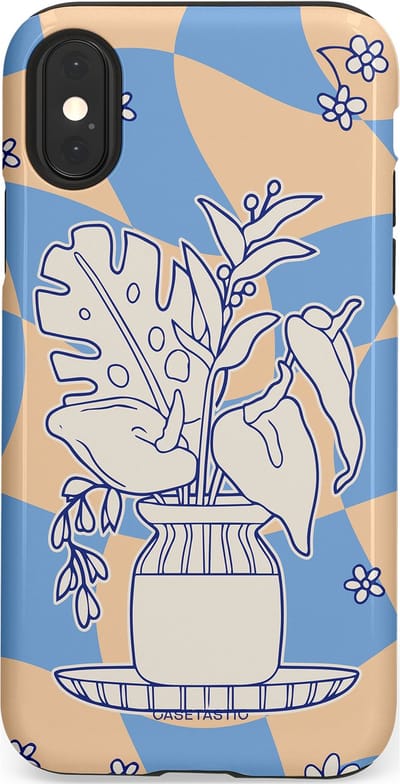 Casetastic Hoesje Geschikt voor Apple iPhone X/Xs - Stijlvolle Beschermende Duo-layer Case - Bosje vol blauw