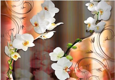 Fotobehangkoning - Behang - Vliesbehang - Fotobehang - Orchid - Orchideeën Kunst - Hotel Chique - Bloemen - 200 x 140 cm